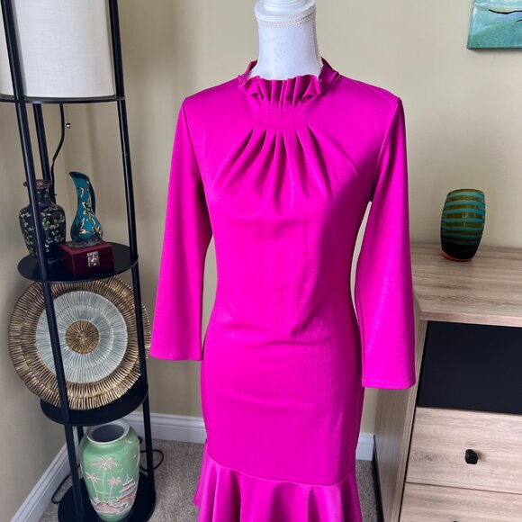 Purple Cranberry Kai Milan Dress Flare Peplum Bottom - Picture 3 of 4